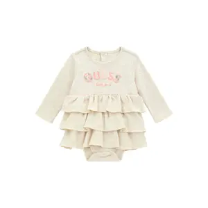 Long-sleeve bodysuit dress for baby girl Guess Interlock image-0