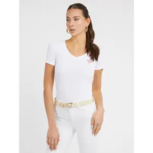 Camiseta de mujer con cuello de pico Guess Mini Triangle image-2