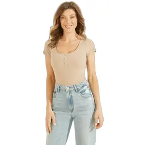 T-shirt femme Guess Karlee Jewel Btn Henley image-0