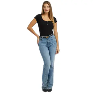 Camiseta de mujer Guess Karlee Jewel Btn Henley image-1