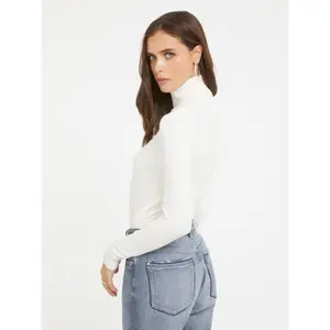 Jersey de cuello alto con logotipo para mujer Guess Gisele image-3