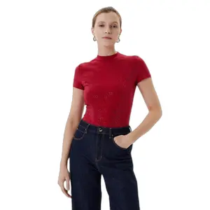 T-shirt básico de gola alta para mulher Guess All Over 4g image-0