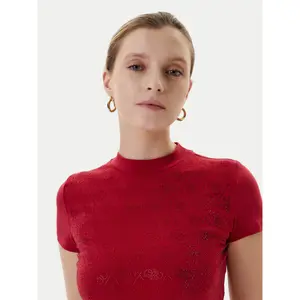 T-shirt básico de gola alta para mulher Guess All Over 4g image-4