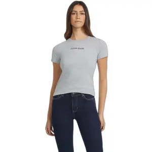 T-shirt slim com logo impresso feminino Guess image-1