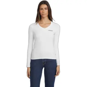 Camiseta de manga larga slim cuello pico mini América mujer Guess image-1