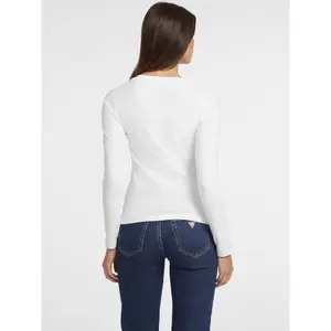 Camiseta de manga larga slim cuello pico mini América mujer Guess image-3