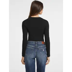 Camiseta de manga larga slim cuello pico mini América mujer Guess image-2