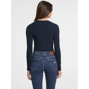 Slim fit lange mouw T-shirt met geborduurd logo voor dames Guess image-1