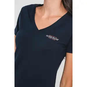 Camiseta slim de cuello en V para mujer Guess American image-3