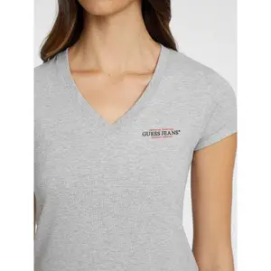 Camiseta slim de cuello pico para mujer Guess American image-4