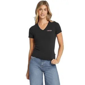 Camiseta slim de cuello en V para mujer Guess American image-1