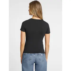 Camiseta slim de cuello en V para mujer Guess American image-3