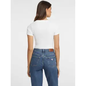 Slim ribbed embroidered T-shirt for women Guess image-2