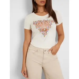 Damen T-Shirt mit Dreiecksblumenmuster Guess image-4