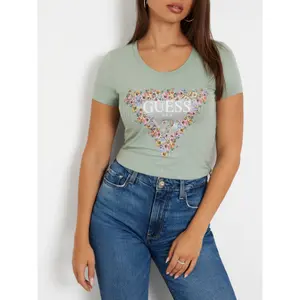 Damen T-Shirt mit Dreiecksblumenmuster Guess image-3