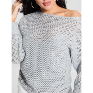 Off-shoulder women's sweatshirt Guess Poa Metallic image-3