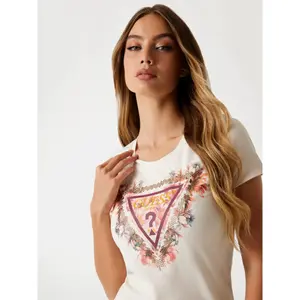 Camiseta de mujer Guess Triangle Flowers image-4