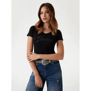 Camiseta bordada de mujer Guess Script Logo image-1