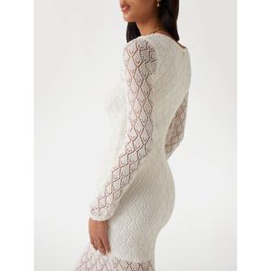 Långärmad formpressad klänning för kvinnor Guess Alba Pointelle image-3