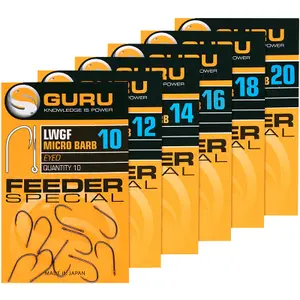 Συσκευασία 6 ειδικών αγκιστριών feeder Guru lwg eyed image-1