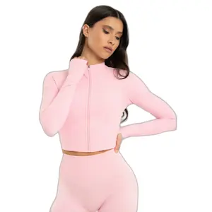 Women's Zipped Crop Sweatshirt Gym Glamour image-0