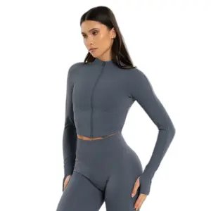 Women's Zipped Crop Sweatshirt Gym Glamour image-0