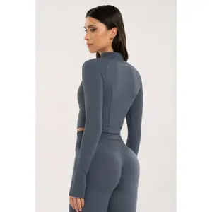 Women's Zipped Crop Sweatshirt Gym Glamour image-2