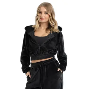 Sweatshirt zippée en velours femme Gym Glamour image-0
