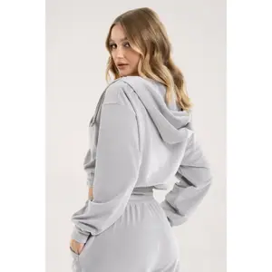 Sweatshirt zippée en velours femme Gym Glamour image-1