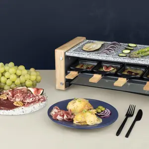 Raclette machine and cooking stone for 8 people, wood design H.Koenig image-5