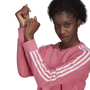 Sudadera cuello redondo mujer adidas Essentials 3-Stripes Fleece image-6