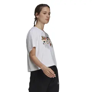 Camiseta de mujer adidas X Farrio Print Boyfriend Cropped Coton Logo image-2