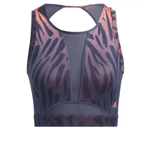 Women's bra adidas Training Light-Support Long-Line Tiger-Print image-0