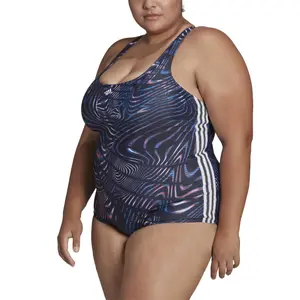 Women's swimsuit adidas Souleaf Graphic 3-Stripes (Plus Size) image-3