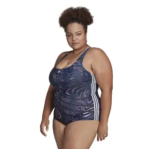 Women's swimsuit adidas Souleaf Graphic 3-Stripes (Plus Size) image-2