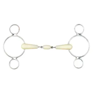 Mors 3 anneaux pour cheval double brisure avec rouleau Happy Mouth