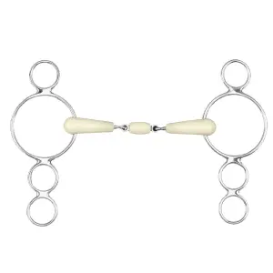 Mors 4 anneaux pour cheval double brisure avec rouleau Happy Mouth