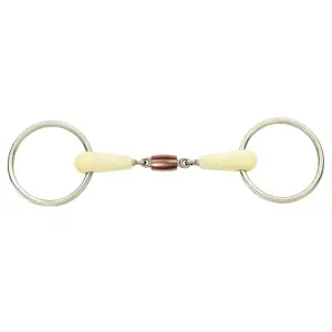 Double jointed snaffle bit for horse with copper roller Happy Mouth image-0