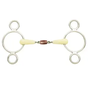Mors 3 anneaux pour cheval double brisure avec rouleau en cuivre Happy Mouth