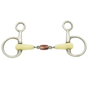 Mors 2 Rings for Horse Double Jointed with Copper Roller Happy Mouth