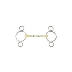 Mors pessoa à 3 anneaux double brisures pour cheval Happy Mouth image-0