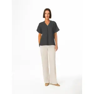 V-nyakú blúz női Haris Cotton Essentials Front Pleat