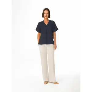 V-nyakú blúz női Haris Cotton Essentials Front Pleat