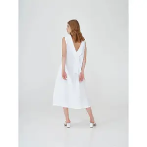 Long Dress with Bow at the Back Women's Haris Cotton Essentials image-1