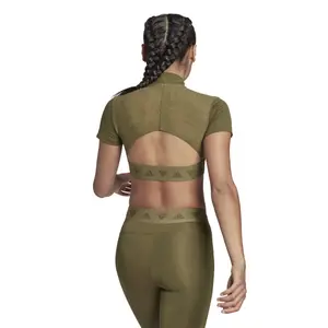 Dames crop top adidas Hyperglam Crop Zip image-4