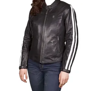 Leather jacket motorcycle woman Helstons Victoria image-4