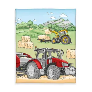 Children's fleece blanket Herding Traktor image-0