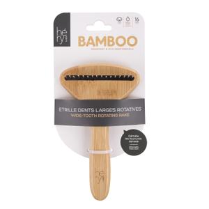 Bamboo dog brush with wide rotating teeth Héry