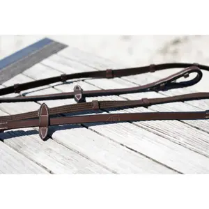 Canvas horse reins with leather buckles HFI image-1