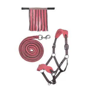 Halsband voor paard met haak en vliegenfranje HKM image-0
